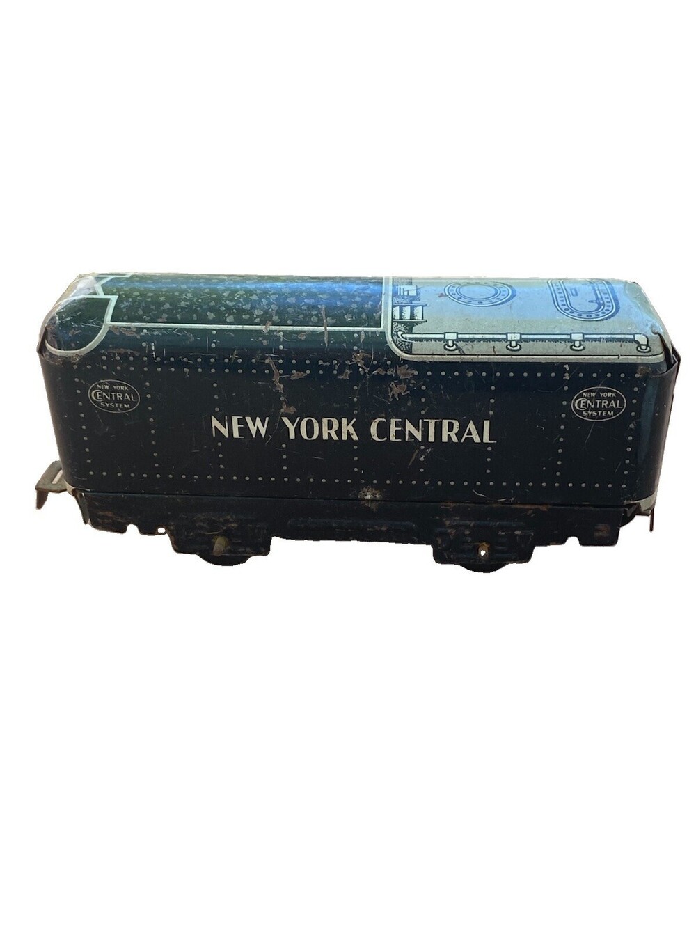 Vintage 1950s Marx Toys Tin Lithograph Train Car, NYC Tender Box Cart
